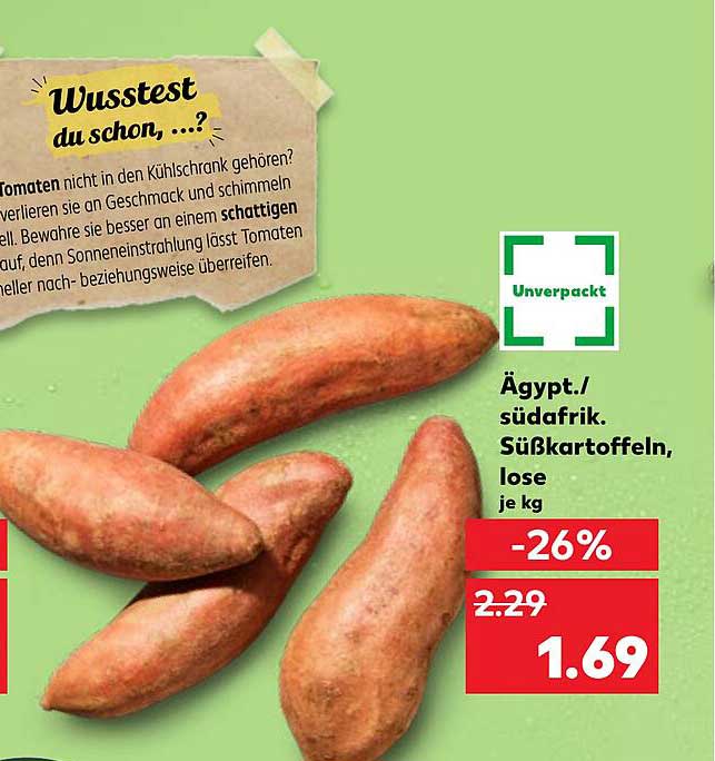 Ägyptische und südafrikanische Süßkartoffeln, lose, je kg