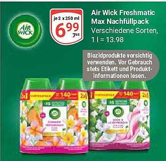 Air Wick Freshmatic Max Nachfüllpack verschiedene Sorten