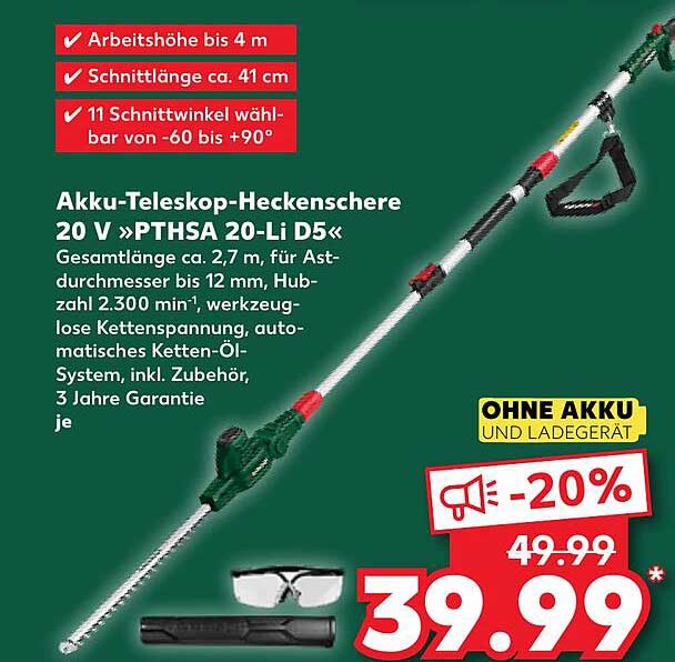 Akku-Teleskop-Heckenschere 20 V »PTHSA 20-Li D5«