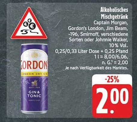 Alkoholfreies Mischgetränk - Gordon's Gin & Tonic
