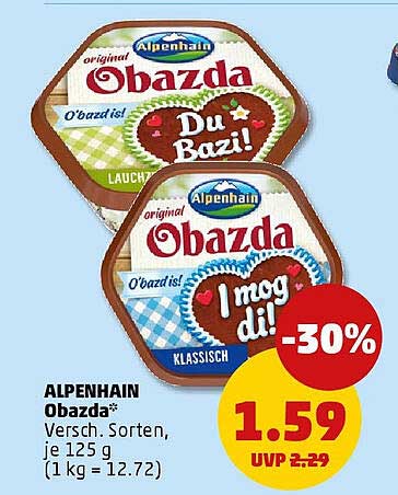 ALPENHAIN Obazda*, verschiedene Sorten, je 125 g