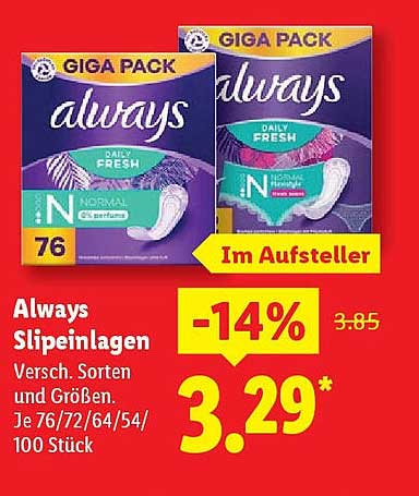 Always Slipeinlagen GIGA PACK - 76 Stück