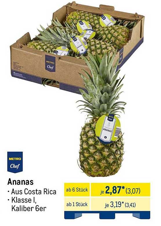 Ananas - Aus Costa Rica, Klasse I, Kaliber 6er