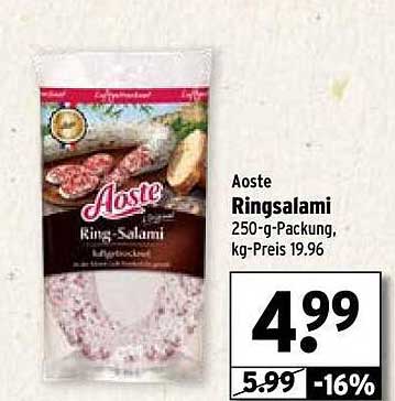 Aoste Ringsalami 250-g-Packung