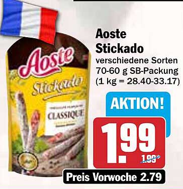 Aoste Stickado verschiedene Sorten 70-60 g SB-Packung