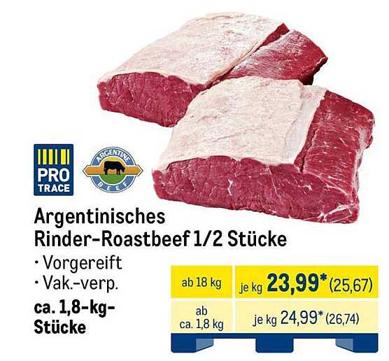 Argentinisches Rinder-Roastbeef 1/2 Stücke