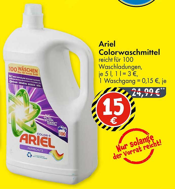Ariel Colorwaschmittel für 100 Waschladungen
