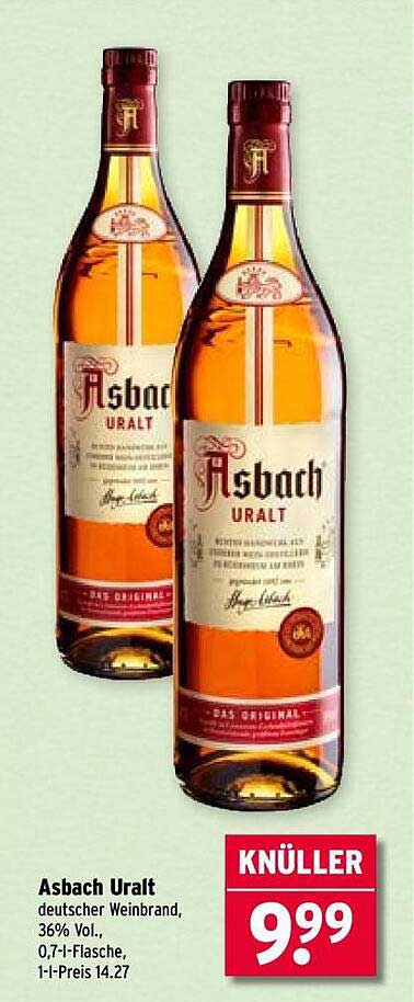 Asbach Uralt 0,7 l – Deutscher Weinbrand, 36% Vol.