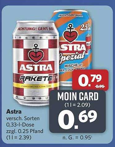 Astra vers. Sorten 0,33-l-Dose zzgl. 0,25 € Pfand