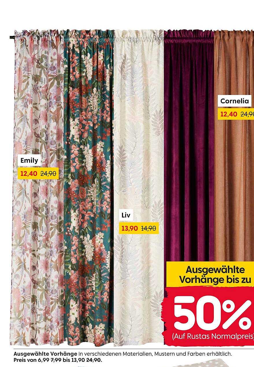 Ausgewählte Vorhänge bis zu 50% Rabatt