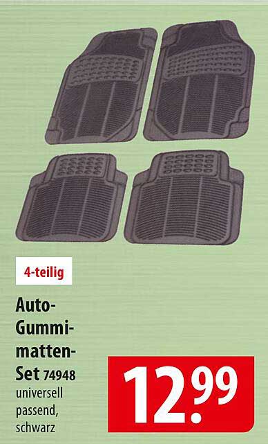 Auto-Gummimatten-Set 4-teilig, universell passend, schwarz