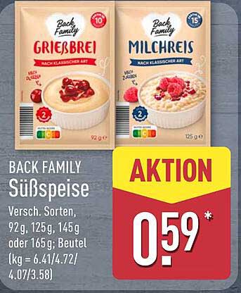 BACK FAMILY Süßspeise - Grießbrei und Milchreis
