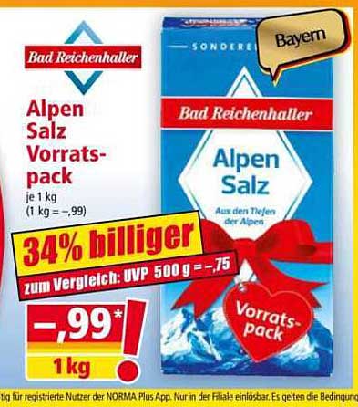 Bad Reichenhaller Alpen Salz Vorrats-pack 1 kg