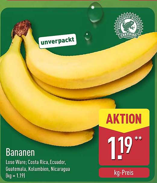 Bananen lose Ware - Costa Rica, Ecuador, Guatemala, Kolumbien, Nicaragua