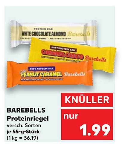 BAREBELLS Proteinriegel - Verschiedene Sorten für nur 1,99 €