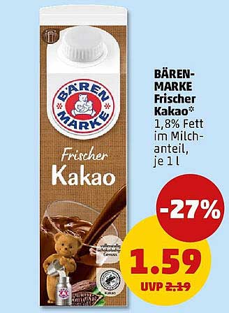 BÄREN-MARKE Frischer Kakao 1,8% Fett