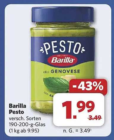 Barilla Pesto verschiedene Sorten 190-200 g Glas