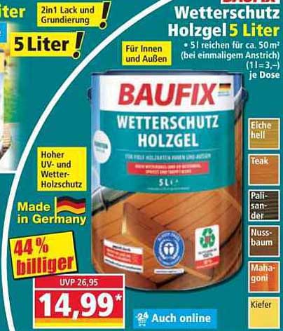 BAUFIX Wetterschutz Holzgel 5 Liter