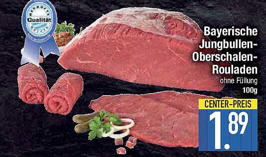 Bayerische Jungbullen-Oberschalen-Rouladen ohne Füllung 100g