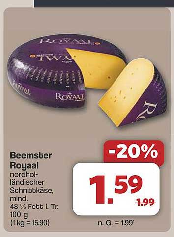 Beemster Royaal nordholändischer Schnittkäse, mind. 48 % Fett i. Tr. 100 g