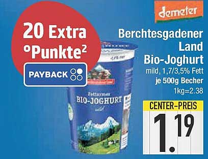 Berchtesgadener Land Bio-Joghurt 500g Becher
