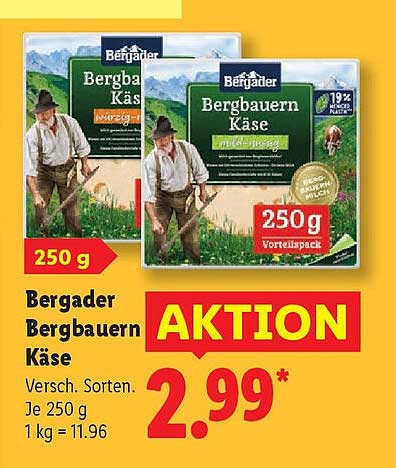 Bergader Bergbauern Käse - Verschiedene Sorten 250 g