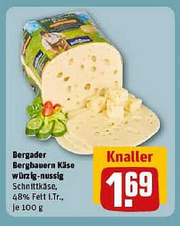 Bergader Bergbauern Käse würzig-nussig, 48% Fett i.Tr., je 100 g
