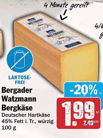 Bergader Watzmann Bergkäse – Laktosefrei, 100 g