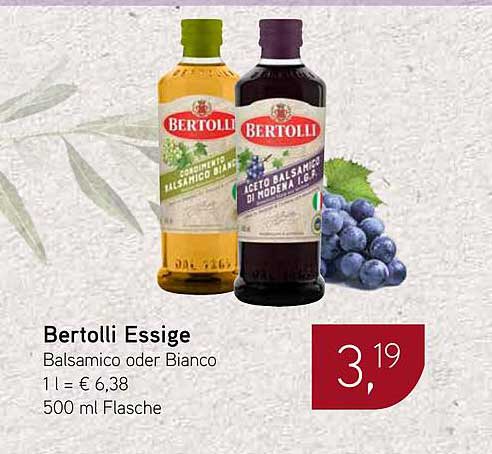 Bertolli Essige - Balsamico oder Bianco 500 ml Flasche