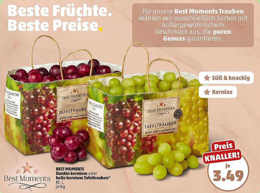 Best Moments Tafeltrauben - Dunkle und helle kernlose Trauben
