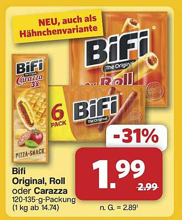 Bifi Original, Roll oder Carazza – 6er Pack