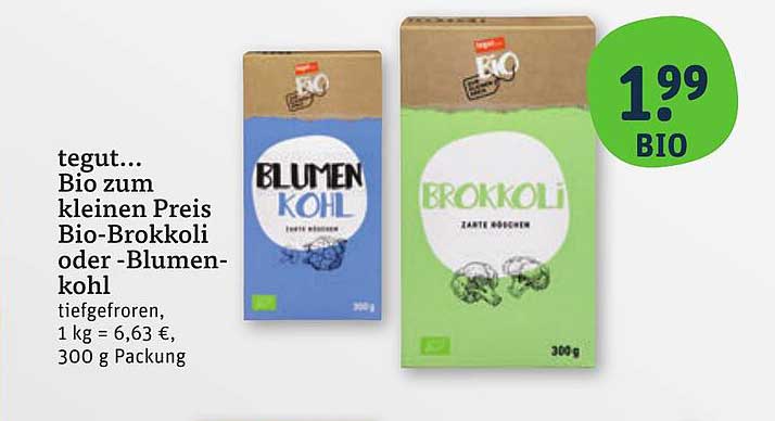Bio Brokkoli oder Blumenkohl - 300 g für nur 1,99 €