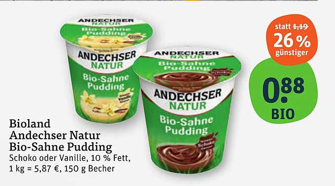 Bioland Andechser Natur Bio-Sahne Pudding