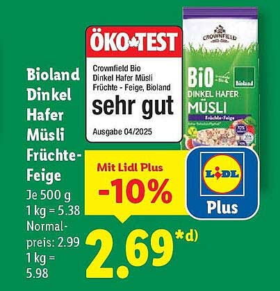 Bioland Dinkel Hafer Müsli Früchte-Feige