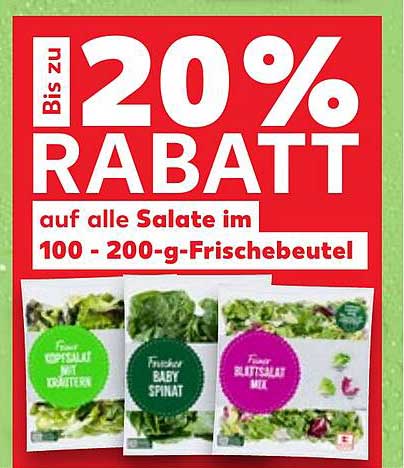 Bis zu 20% Rabatt auf alle Salate im 100 - 200-g-Frischebeutel