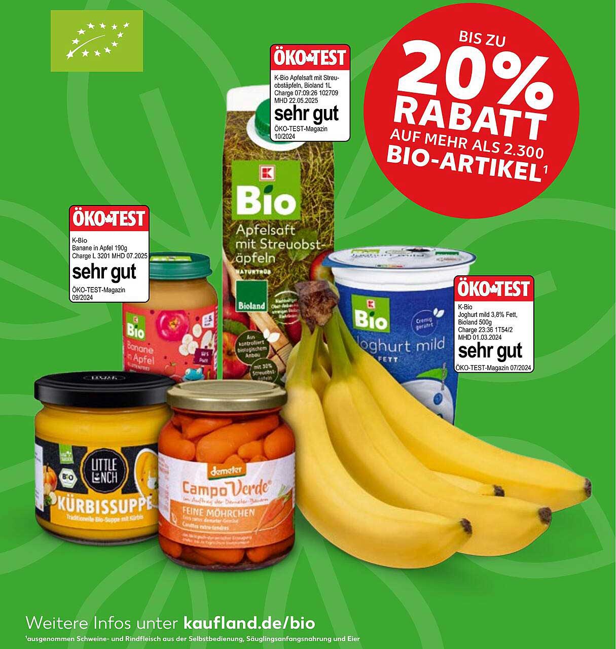 Bis zu 20% Rabatt auf mehr als 2.300 Bio-Artikel