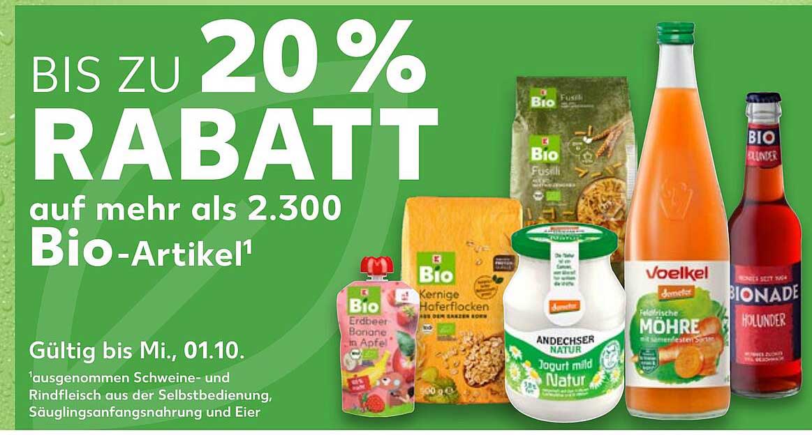 Bis zu 20 % Rabatt auf mehr als 2.300 Bio-Artikel