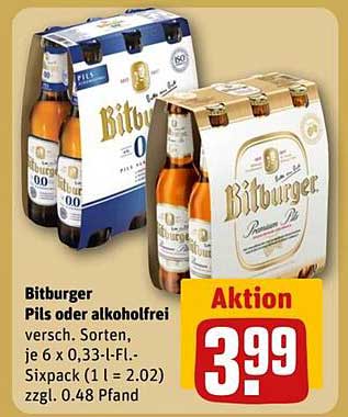 Bitburger Pils oder alkoholfrei – Sixpack im Angebot