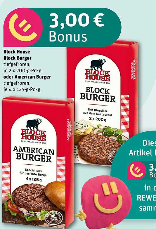 Block House Block Burger oder American Burger, tiefgefroren