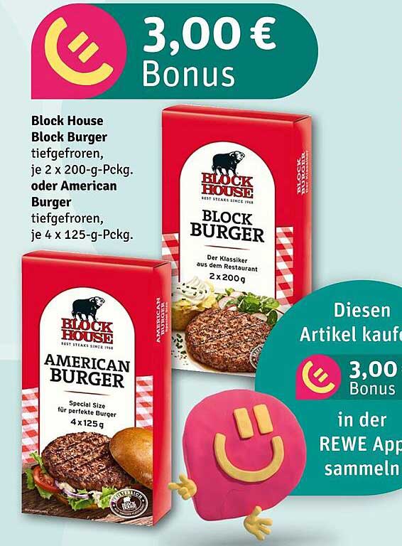 Block House Block Burger tiefgefroren, 2 x 200-g-Pack oder American Burger tiefgefroren, 4 x 125-g-Pack
