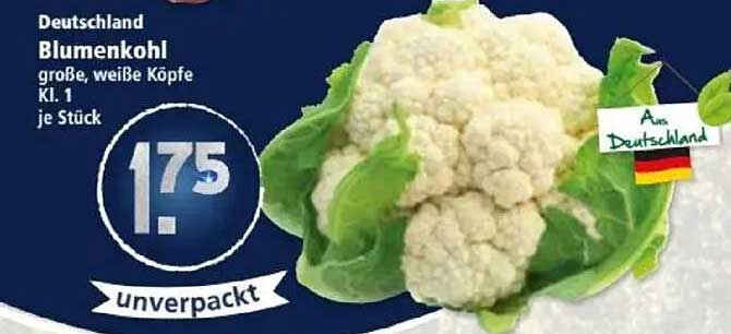 Blumenkohl große, weiße Köpfe Kl. 1 je Stück