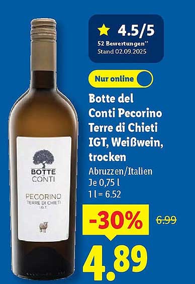 Botte del Conti Pecorino Terre di Chieti IGT, Weißwein, trocken
