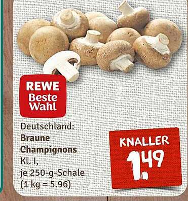 Braune Champignons KL I - 250g-Schale für nur 1,49€