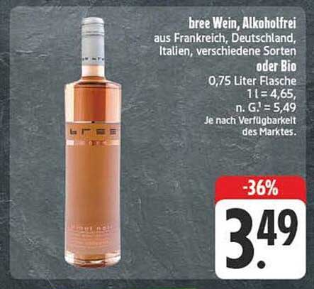 bree Wein, Alkoholfrei aus Frankreich, Deutschland, Italien, verschiedene Sorten oder Bio