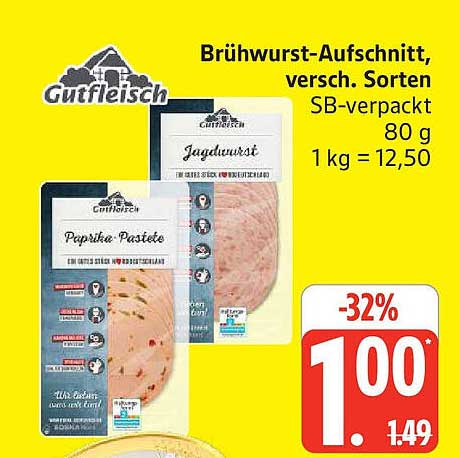 Brühwurst-Aufschnitt, verschiedene Sorten, SB-verpackt, 80 g