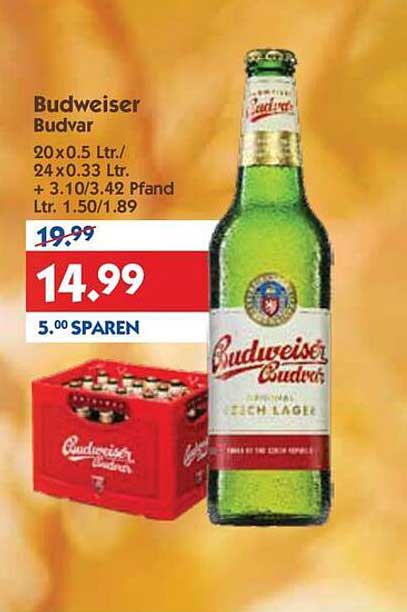 Budweiser Budvar 20 x 0,5 L oder 24 x 0,33 L