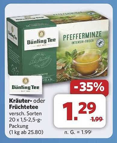 BÜNTING TEE Kräuter- oder Früchtetee – Pfefferminze intensiv-frisch