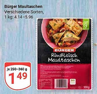 BÜRGER Rindfleisch Maultaschen 300 g