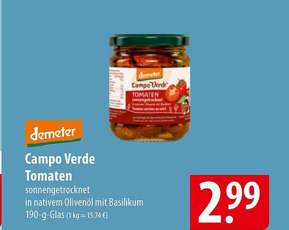 Campo Verde Tomaten sonngetrocknet in nativem Olivenöl mit Basilikum
