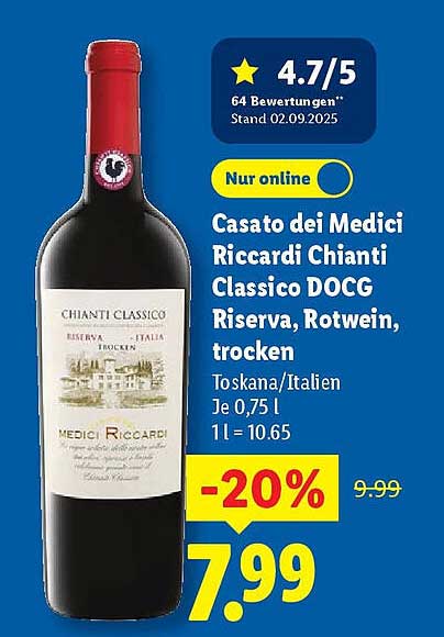 Casato dei Medici Riccardi Chianti Classico DOCG Riserva, Rotwein, trocken